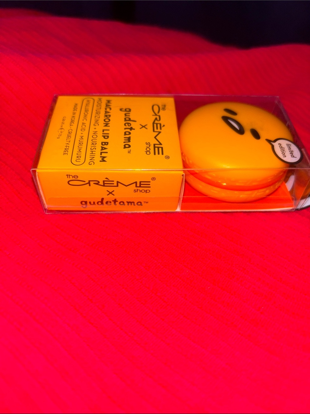 The Crème Shop x Gudetama Macaron Lip Balm - Yellow Moisturizing Gloss NIB - Picture 3 of 6